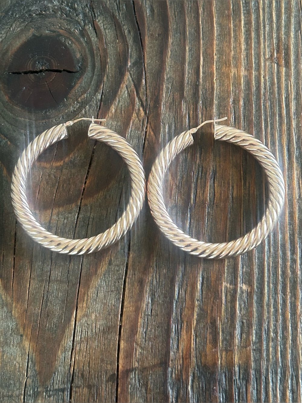 Twisted Rope Bronze Hoops - Picture 4 of 5